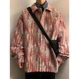 Aidase Men's Fashion Striped Jacket Oversized Cargo Loose Turndown Collar Long Sleeves Single-breasted Tops Jackets Male Coats Outwear aidase-shop