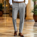 AIDASE  -  Daily Leisure Men's Loose Straight Trousers Autumn Casual Solid Color Pleated Suit Pants For Mens Spring Fashion Trousers aidase-shop