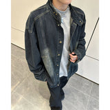 AIDASE  -  Retro American Waed Heavyweight Denim Jaet Loose Casual Stand Collar for Men And Women Spring Street Sle Trendy Coat aidase-shop