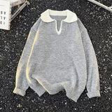 AIDASE  -  Spring Autumn New Casual Mens Sweater Polo Shirts Long Sleeve Patchwork Turn-down Collar Jumper Tops Men Knitting Sweaters aidase-shop