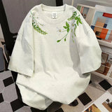 AIDASE  -  Men's Short Sleeved T-shirt Summer Fashion Floral Print Round Neck Tops Japanese Loose Casual Male Pullover aidase-shop