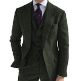 Aidase Herringbone Wool Grey Men Suits For Formal Business Groom Wedding Tuxedo 3 Piece Tweed Man Set Jacket Waistcoat with Pants aidase-shop
