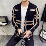 Aidase Men's Knitted Sweater Jacket Men Fashion High Quality Brand Slim Striped Long Sleeve Suit Collar Cardigan Wool Jacket Coat aidase-shop