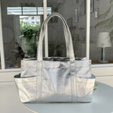 AIDASE  -  Korean Casual Tote Bags For Women Luxury Designer Handbags Purses New In PU Oil Wax Leather Rivet Multiple Pockets Shoulder aidase-shop