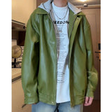 AIDASE  -  Men’s Casual PU Faux Leather Zip-Up Motorcycle Bomber Jacket with A Removable Hood aidase-shop