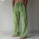 Aidase Vintage Men Cotton Linen Pants Drawstring Elastic Oversize Jogger Hip Hop Print Long Trousers Spring Summer New casual pants
