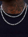 AIDASE  -  6 mm Stainless Steel Men Figaro Chain Necklace Silver Color Basic Chain Necklace For Women Hip Hop Jewelry Party Accessories