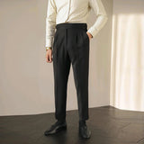 AIDASE  -  Men's Light Luxury Fitting Well Draped Baggy Suit Pants Casual Button-down Solid Color Straight Premium Elegant Dress Pants aidase-shop