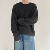 AIDASE  -  Autumn New Casual Bottoming Knit Tops Men's Solid Color Textured Long Sleeve Vintage Sweater For Mens Outdoor Fashion Tees aidase-shop