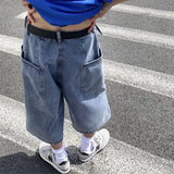 Aidase Multi-pockets Cargo Pants Summer Short Jeans Breeches Hip Hop Streetwear Baggy Denim Shorts Casual Wide-leg Capris Pants 5XL-M