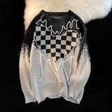 Aidase Sweaters Men Classic Fashion Popular Autumn Winter Plaid Heart-shape Pattern Contrast Color American Style Unisex Cozy Couple aidase-shop