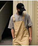 AIDASE  -  Men's Loose Khaki Bib Overalls Casual Big Pockets Cargo Pants Adjustable Suspenders Jumpsuits Coveralls Dungarees aidase-shop