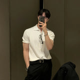 AIDASE  -  Men's Fashion Lapel Short Sleeve Ribbed Texture Breathable Skin-friendly Casual Versatile Business Commute Daily Wear Polo Shirt aidase-shop