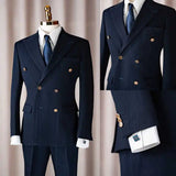 AIDASE  -  Formal Stripe Wedding Men Suits 2 Piece Coat Pants Groom Business Suit Business Blazer Pants Prom Party Jacket Customized aidase-shop