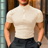AIDASE  -  Men T Shirts Mesh Patchwork Transparent Turtleneck Short Sleeve Casual Camisetas Streetwear 2025 Fashion Sexy Tee Tops aidase-shop