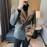 Aidase Autumn Winter Suede Blazers Men Double-breasted Buttons Casual Business Suit Jacket Streetwear Social Blazer Masculino aidase-shop