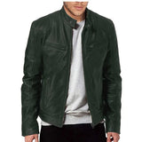 AIDASE  -  Men's Men's Leather Jacket Male Teen Stand-up Collar Punk Men's Locomotive Leather Jacket aidase-shop