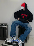 Aidase Hiphop Men Dragon Baggy Jeans Blue Wash Straight Wide Leg Pants Embroidered Casual Pants Retro Y2k Harajuku Streetwear