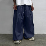 AIDASE  -  Men Wide Leg Pants Joggers Solid Color Drawstring Loose Trousers Men Streetwear Korean Style Fashion Casual Pants S-5XL aidase-shop