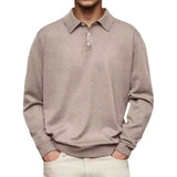 AIDASE  -  Men's Long Sleeve Polo Shirts Solid Color Turn Down Collar Business Casual Polos Men Spring Autumn Fashion Pulover Tees Tops aidase-shop