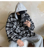 AIDASE  -  Autumn Retro Plaid Shirt American Trend Hooded Casual Men's Jacket Fashion Loose Long-sleeved Men Women Clothing aidase-shop