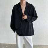 Aidase Black White Long Sleeved Shirt Men Oversize Social Men Dress Shirt Korean Loose Ice Silk Shirt Men Office Formal Shirts M-XL aidase-shop