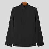 AIDASE  -  Men Shirt Solid Color Stand Collar Long Sleeve Casual Men Clothing Streetwear Loose Fashion Leisure Cmaisas S-5XL aidase-shop