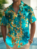 AIDASE  -  Summer Short Sleeve Button Shirt Fashion Men's Shirt Plant Digital Printing Casual Cardigan aidase-shop