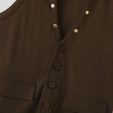 AIDASE  -  Men Vests Solid Color V Neck Sleeveless Button Leisure Male Waistcoats Streetwear Fashion Casual Vests Men S-3XL aidase-shop