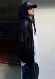 Aidase Cut-out Hooded Knit Men Women Korean Breathable Casual Zip-up Tops Slouchystyle Loose Thin Cardigan Sweater Couples Unisex Coat aidase-shop