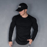 AIDASE  -  New Spring And Autumn Male Sports Leisure Running Fitness Exercise Cotton Elastic Solid Color Long Sleeve Base T-Shirt aidase-shop
