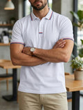 AIDASE  -  Spring Summer Daily Casual Mens Polos Short Sleeve Buttoned Turn-down Collar Tops Vintage Men Striped Patchwork Polo Shirt aidase-shop