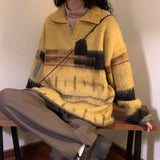 AIDASE  -  Retro American Lazy Sle Knitted Sweater ex Worn Design Loose Casual  Ne Striped Sweater Soft Fine Yarn Long Sve aidase-shop