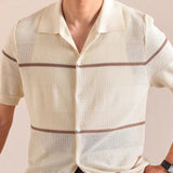 AIDASE  -  Linen Blend High Quality Cardigan T-shirt Men Lapel Knitted Casual Polo Shirt Camisa Hombre Summer Man Short Sleeve Polo Shirt aidase-shop