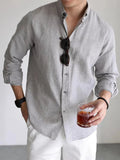 AIDASE  -  Casual Linen Cotton Cargo Shirt Men's Breathable Slim Fit Lapel Long Sleeve Top Spring Summer Retro Commute Linen Cardigan Light aidase-shop