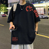 AIDASE  -  Fashion O-Neck Printed Korean Asymmetrical T-Shirt Men's Clothing Summer New Oversized Casual Pullovers All-match Tee Shirt aidase-shop