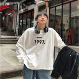 AIDASE  -  New Spring and Autumn Printed Trendy Hong Kong Style Loose Casual Korean Version with White Background Student T-shirt aidase-shop