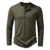 AIDASE  -  Spring Autumn Men Classic Casual Soild Color Shirt Men Fashion Tops Tees Men Slim Fit Long Sleeve Tshirt Tee Shirt aidase-shop