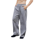 AIDASE  -  Men Drawstring Waist Loose Straight Leg Wide Leg Sports Sweatpants With Pockets aidase-shop