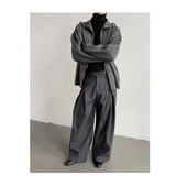 AIDASE  -  Men's High-Waisted Wide-Leg Trousers with Pleated Detail Casual Pants aidase-shop