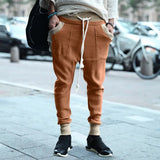AIDASE  -  Autumn Casual Men's Loose-Fit Drawstring Knit Trousers Unique Color Block Style Sports Casual Trousers aidase-shop