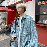Aidase Harajuku Long Sleeve Plaid Shirts Men Autumn Loose High Street All-match Shirt Gentleman Camisa Check Tops Stylish 5XL-M