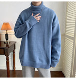 AIDASE  -  Men's High Ne Knitted Sweater Pure Color Loose Fit Winter Warm Trendy Hong Kong Sle Underwear Casual Long Sve Top aidase-shop
