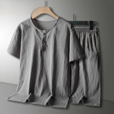 AIDASE  -  Light Luxury Summer Pajamas Men's Cloud Cotton Loose Large Size Solid Color Simple Style Youth Short-sleeved Loungewear Set New aidase-shop