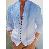 Aidase Spring Autumn 3D Print Shirts Men's Long-Sleeved Stand-Up Collar Casual Shirt Cardigan Fashion Tops Streetwear Clothing For Men