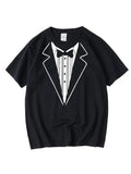AIDASE  -  Summer New Men's Short Sleeved Personalized Tie Printed T-shirt Round Neck Business Casual Male Top aidase-shop