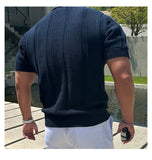 AIDASE  -  Vintage Men's Cool Short Sleeve Polo Shirt, Lapel Breathable Hollow Out Top, Summer Mesh Slim Sleeve Fashion Casual Knit T-shirt aidase-shop