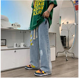 AIDASE  -  Splash Ink Men Baggy Jeans Y2k Denim Trousers Japanese Vintage Doodle Straight Drawstring Jeans Cargo Pants Gothic Streetwear aidase-shop