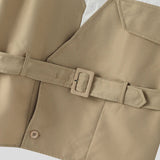 AIDASE  -  Men Shirt Patchwork Lapel Short Sleeve Lace Up Casual Men Clothing With Belt Streetwear 2025 Fashion Male Shirts Tops aidase-shop