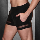 AIDASE  -  Men Sets Mesh Patchwork O-neck Sleeveless Tank Tops & Shorts Two Pieces Sets See Through Streetwear Fashion Men's Suits aidase-shop